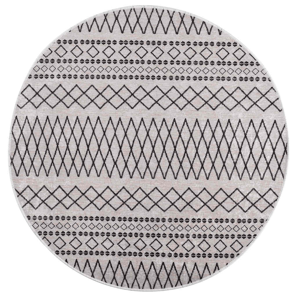 Tappeto Lavabile φ120 cm Nero e Bianco