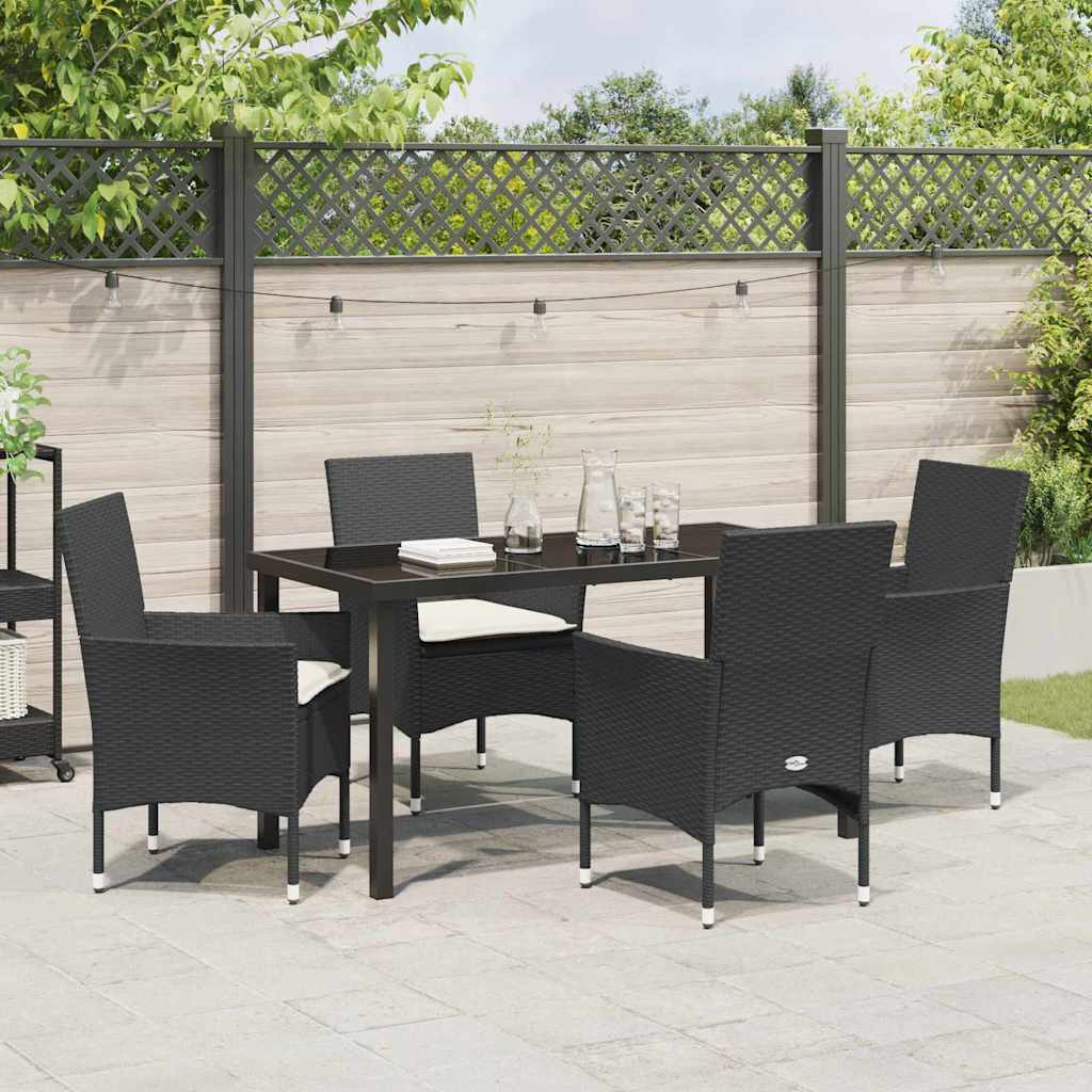 Set da Pranzo per Giardino 5 pz Nero polyrattan