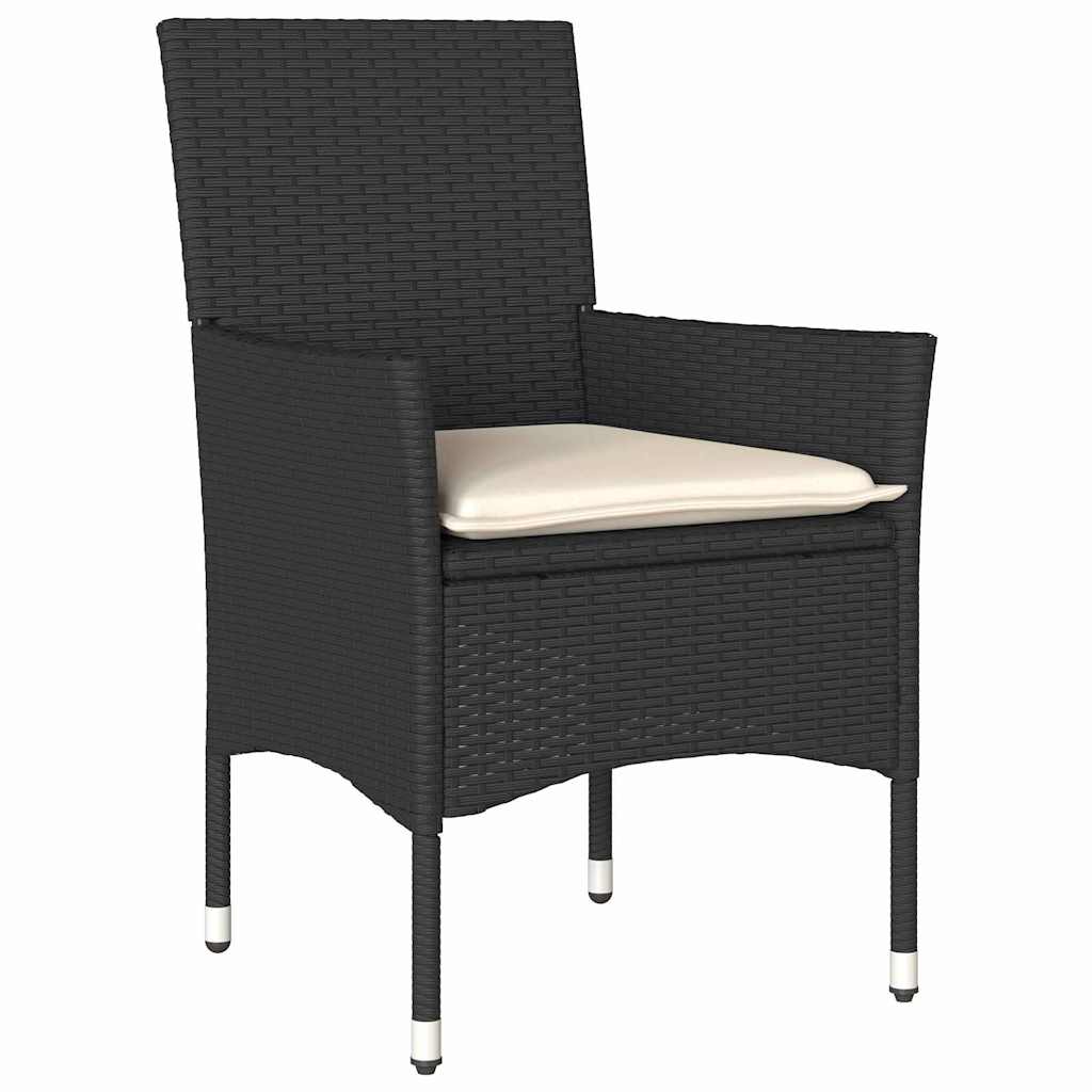 Set da Pranzo per Giardino 5 pz Nero polyrattan