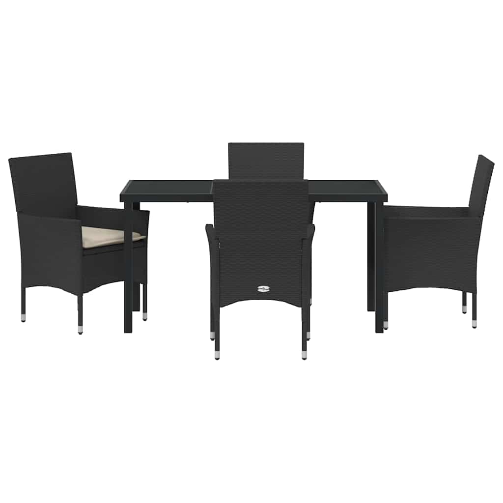 Set da Pranzo per Giardino 5 pz Nero polyrattan
