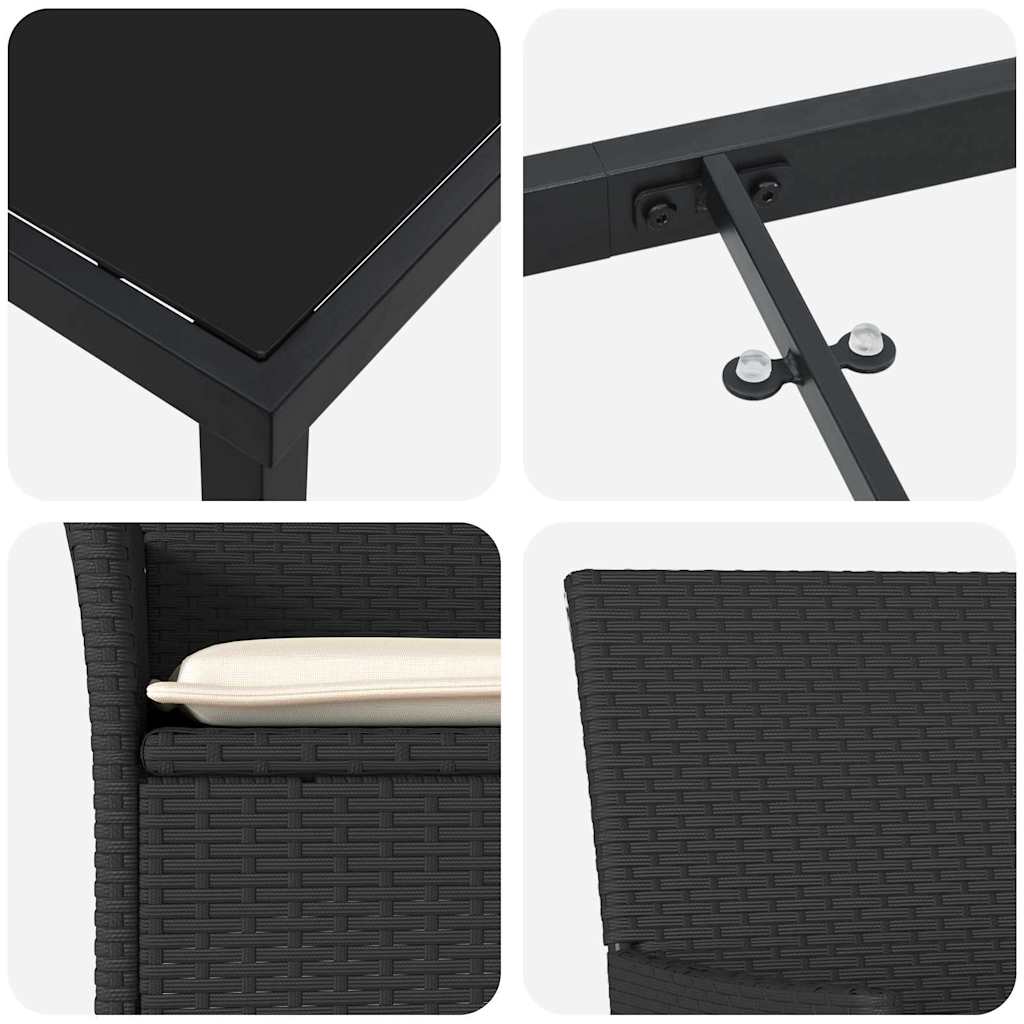 Set da Pranzo per Giardino 5 pz Nero polyrattan