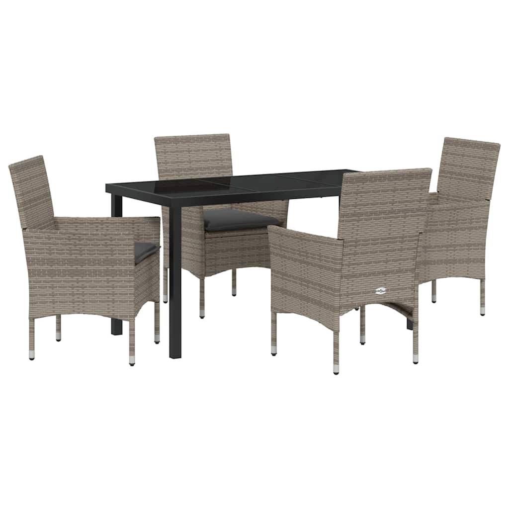 Set da Pranzo per Giardino 5 pz Grigio polyrattan
