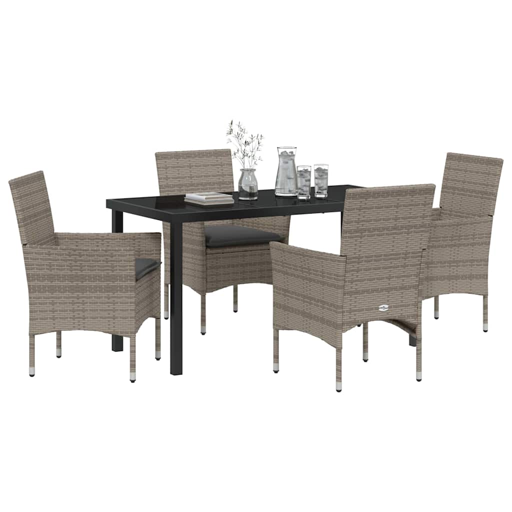 Set da Pranzo per Giardino 5 pz Grigio polyrattan