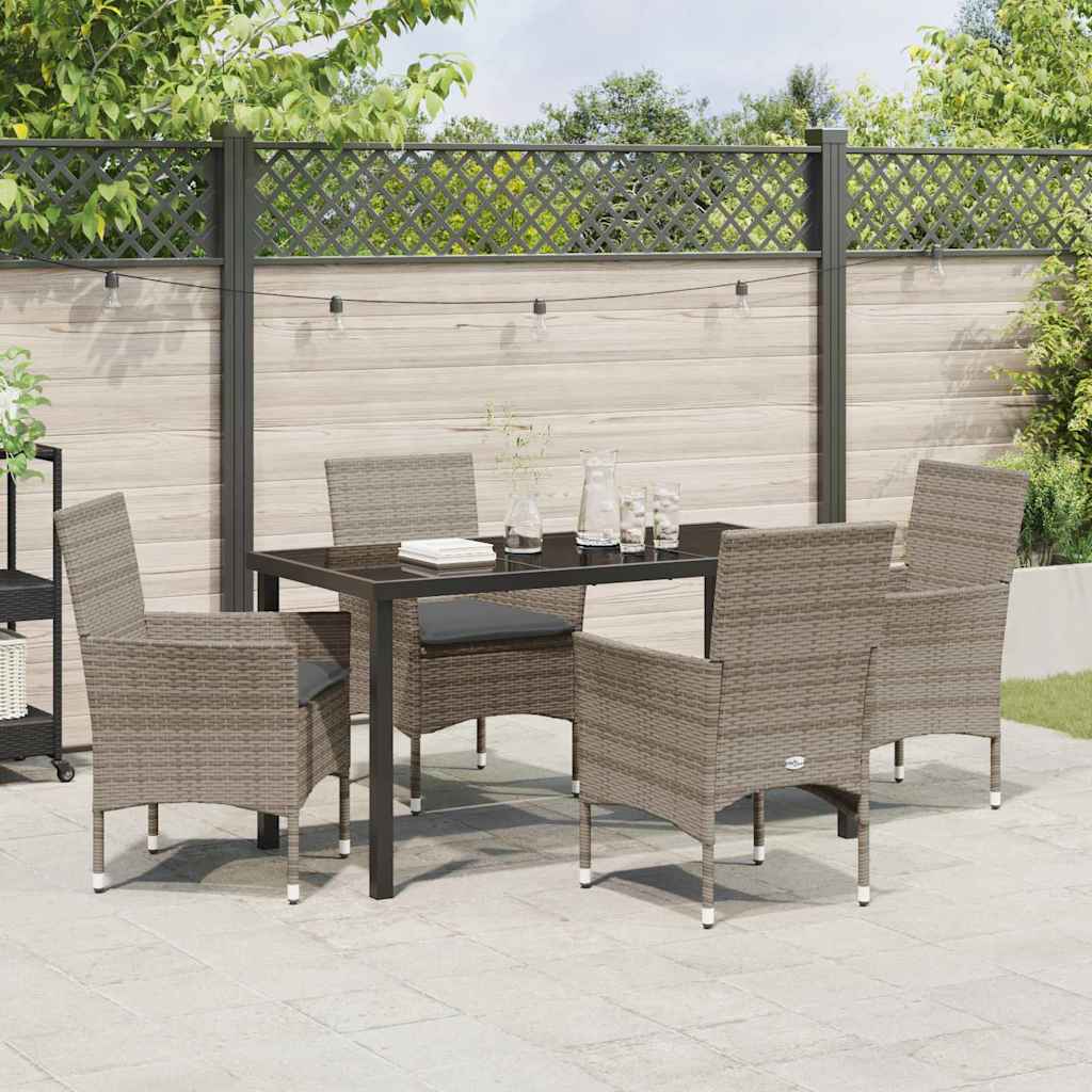 Set da Pranzo per Giardino 5 pz Grigio polyrattan