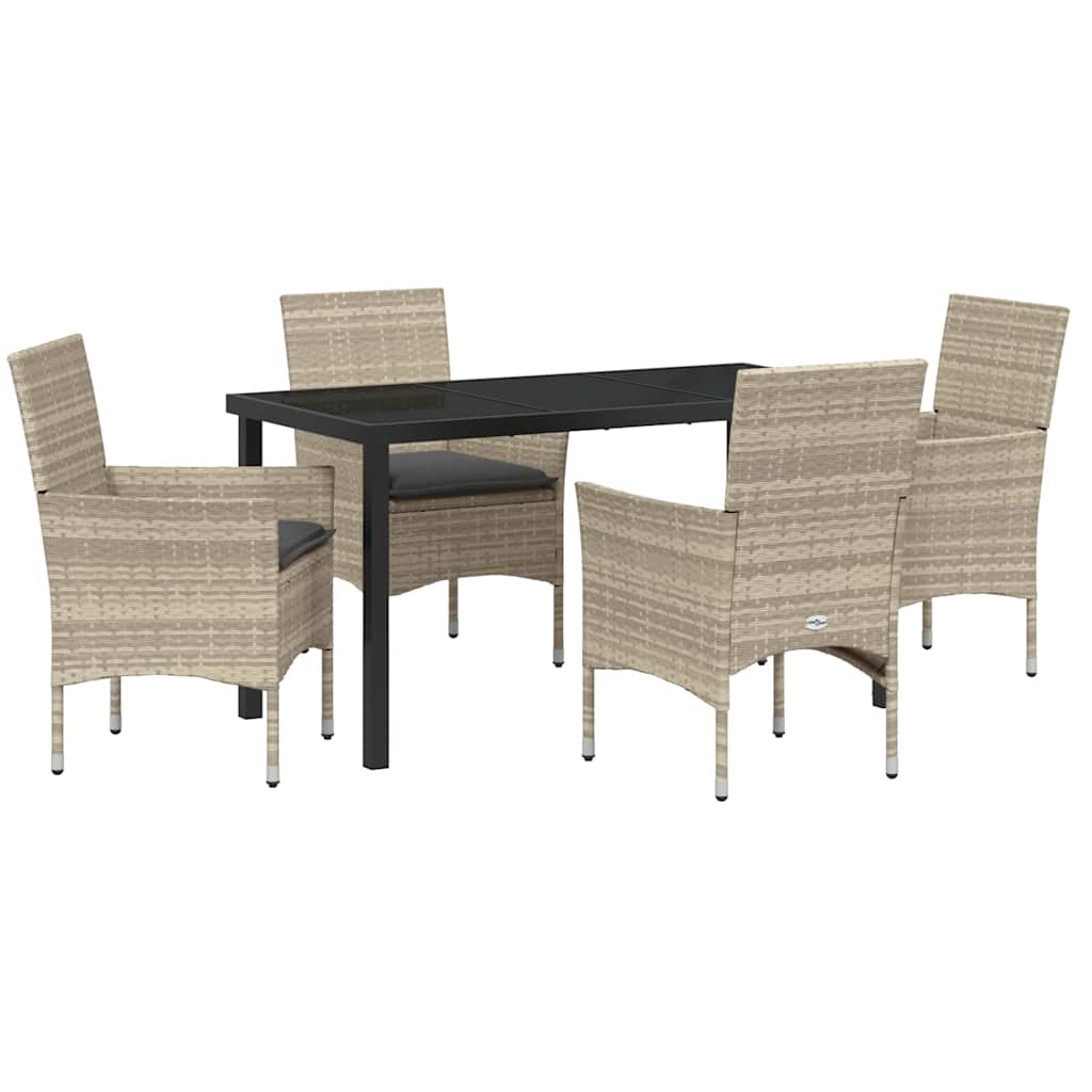 Set da Pranzo per Giardino 5 pz Grigio chiaro polyrattan