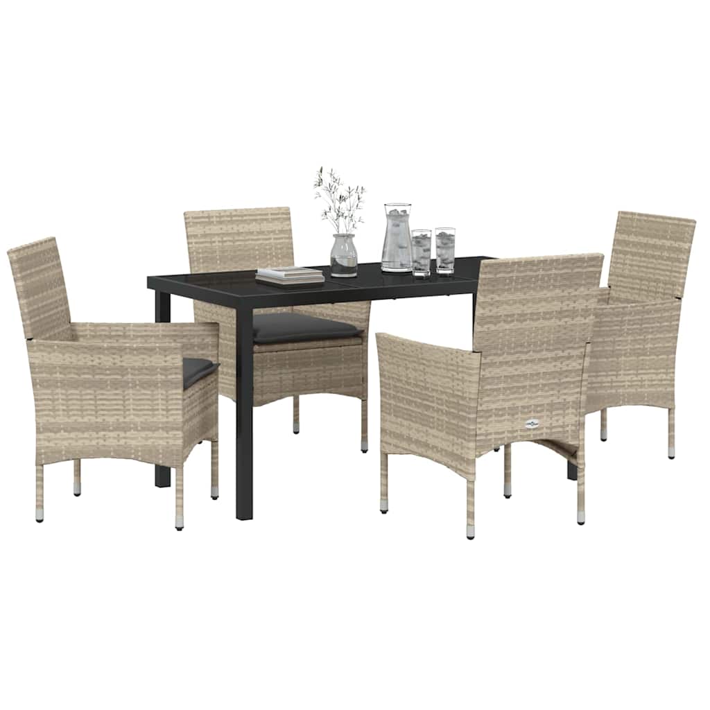 Set da Pranzo per Giardino 5 pz Grigio chiaro polyrattan