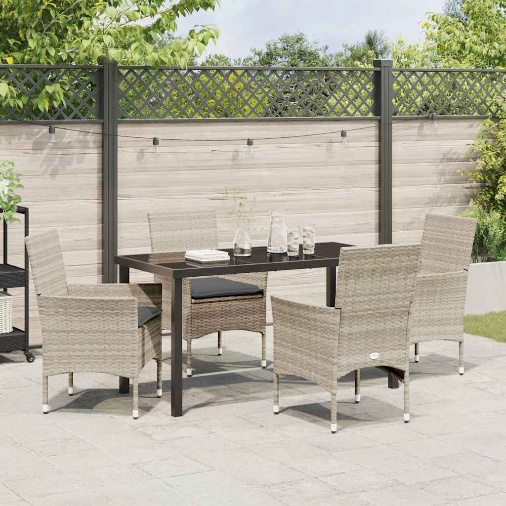 Set da Pranzo per Giardino 5 pz Grigio chiaro polyrattan