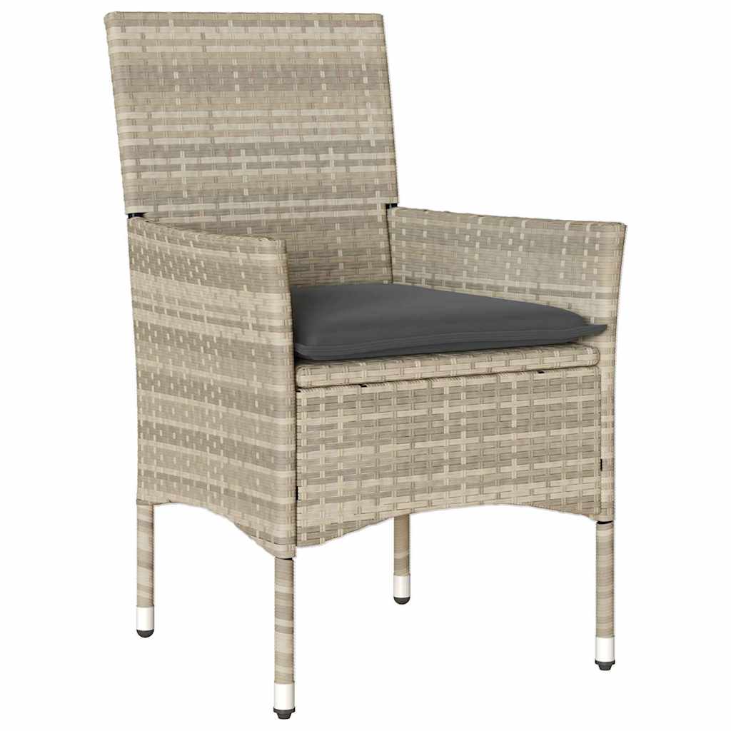 Set da Pranzo per Giardino 5 pz Grigio chiaro polyrattan
