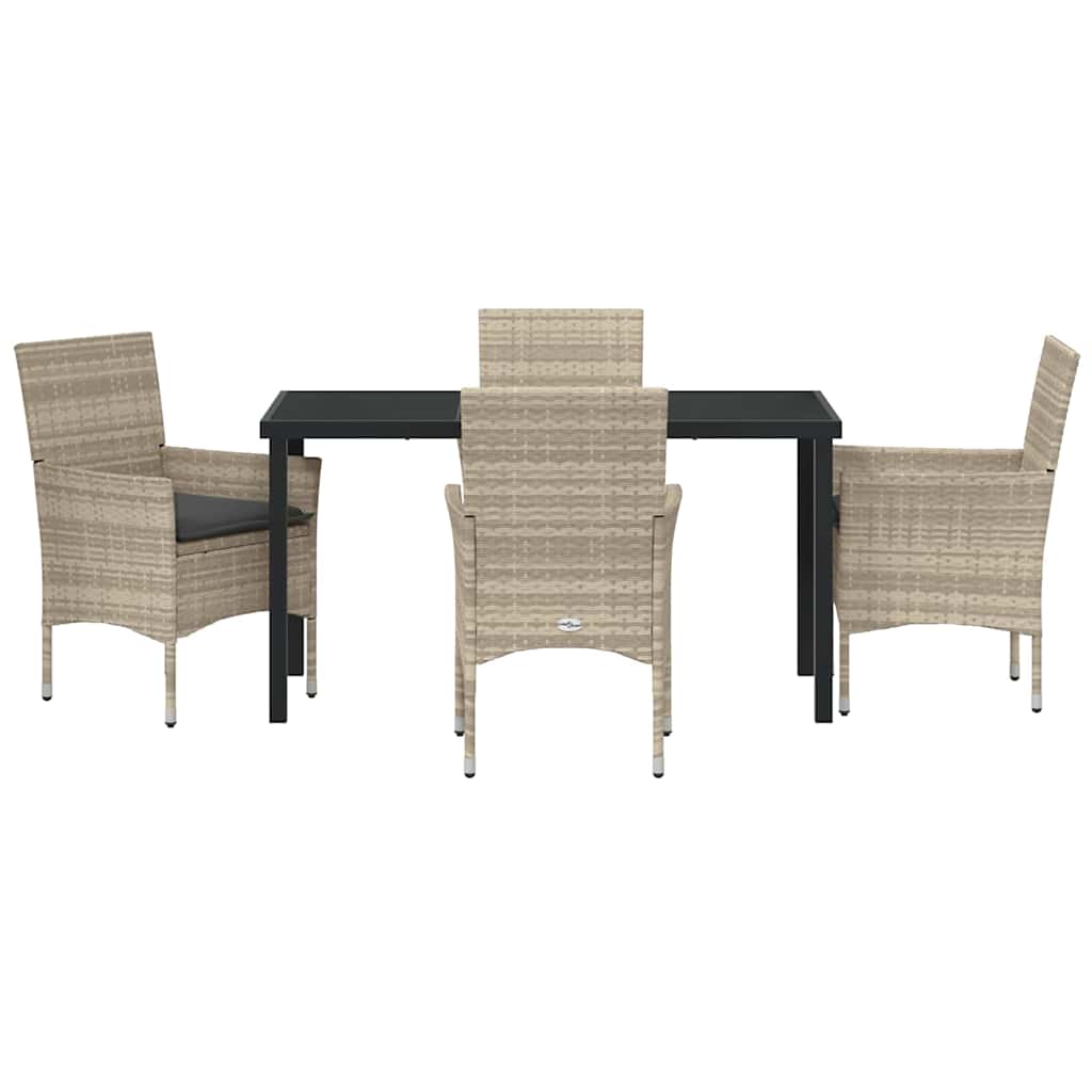Set da Pranzo per Giardino 5 pz Grigio chiaro polyrattan