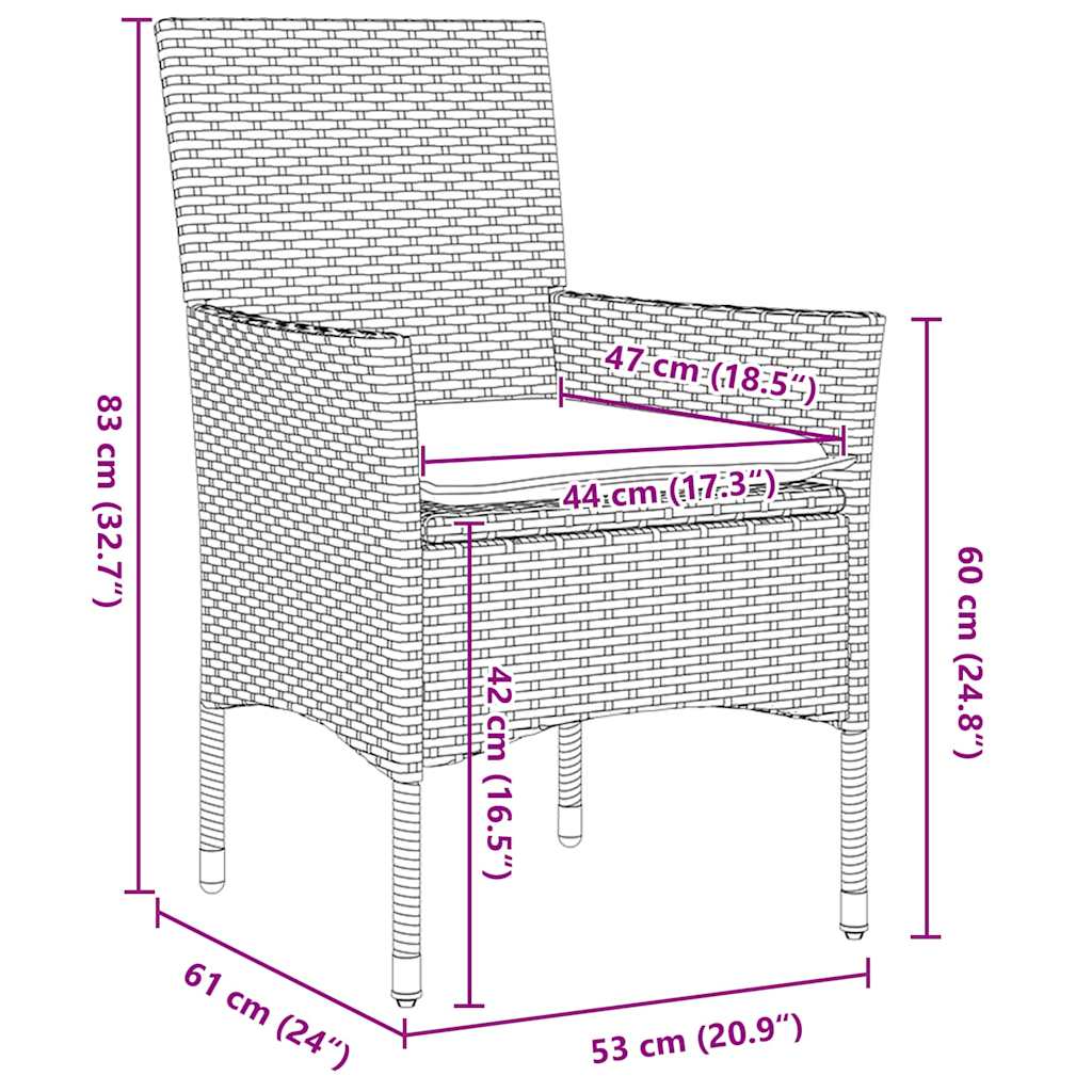 Set da Pranzo per Giardino 5 pz Grigio chiaro polyrattan