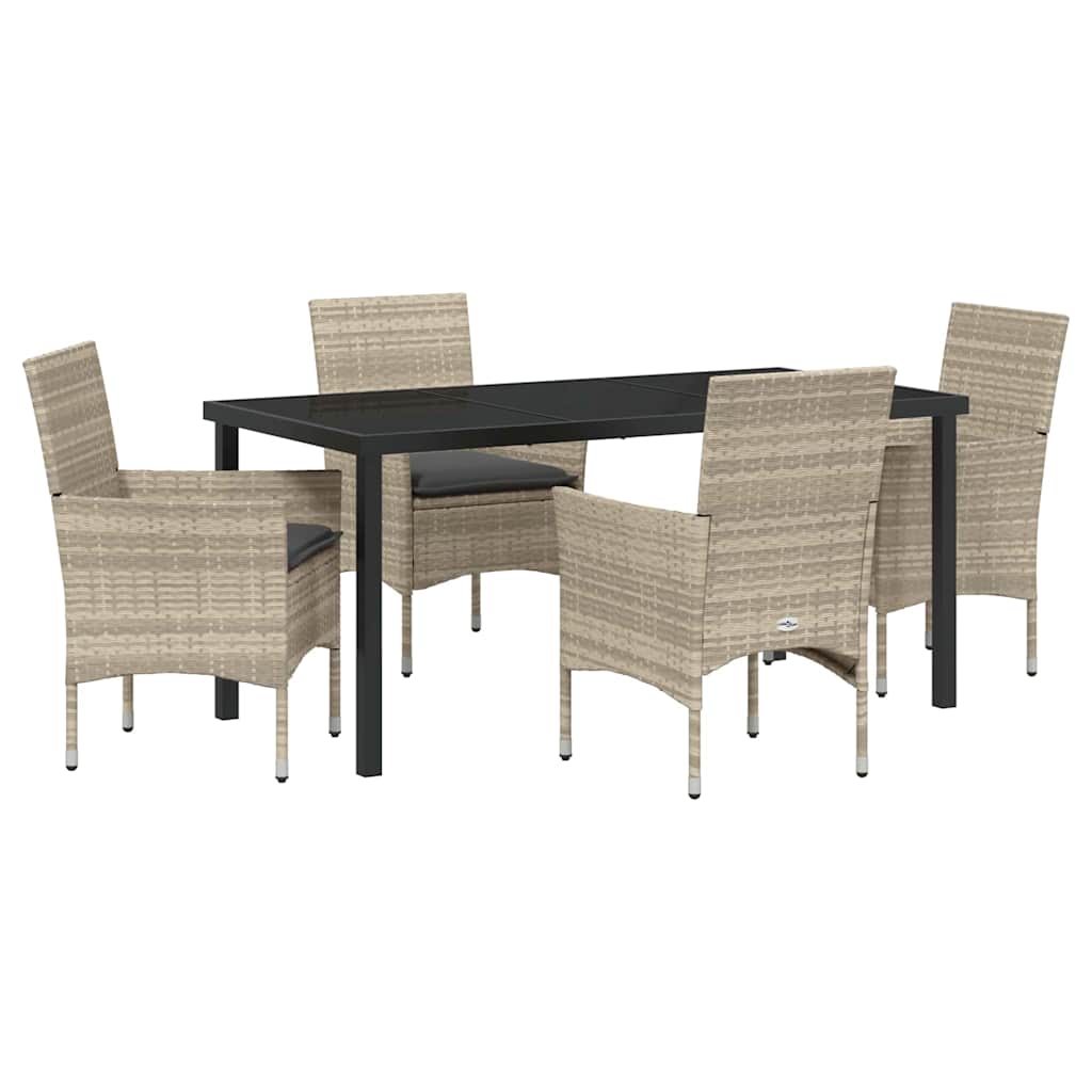 Set da Pranzo per Giardino 5 pz Grigio chiaro polyrattan