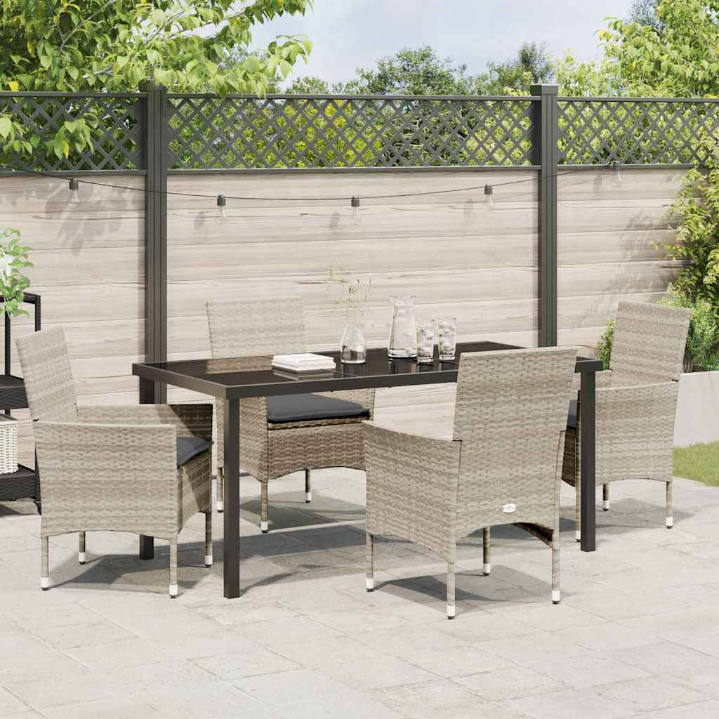 Set da Pranzo per Giardino 5 pz Grigio chiaro polyrattan