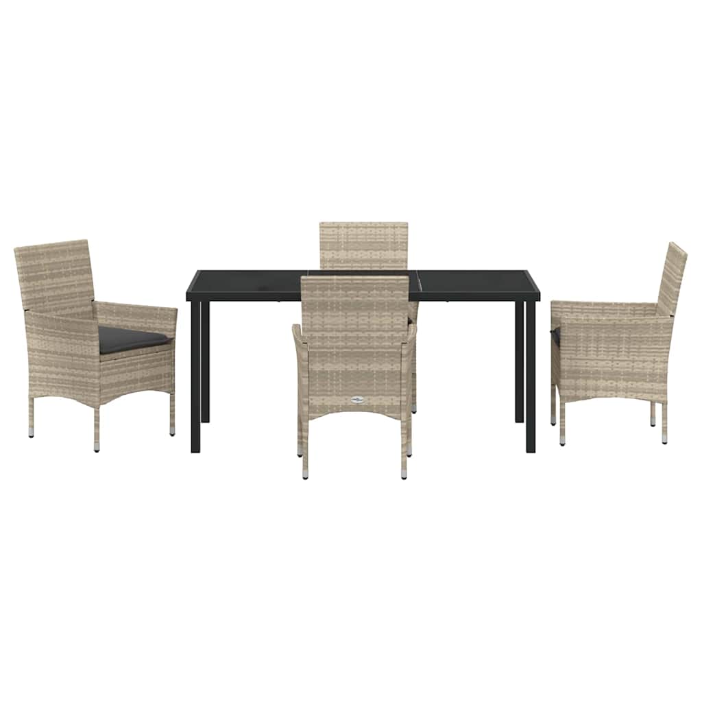 Set da Pranzo per Giardino 5 pz Grigio chiaro polyrattan