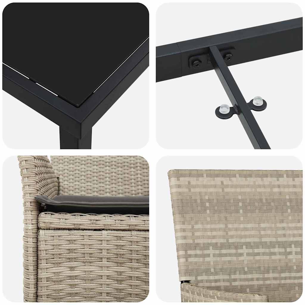 Set da Pranzo per Giardino 5 pz Grigio chiaro polyrattan