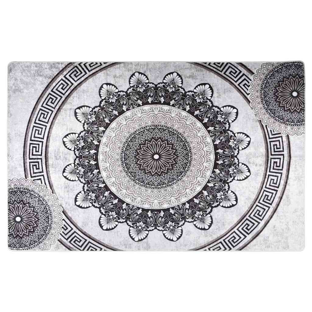 Tappeto Lavabile 80x150 cm Nero e Grigio