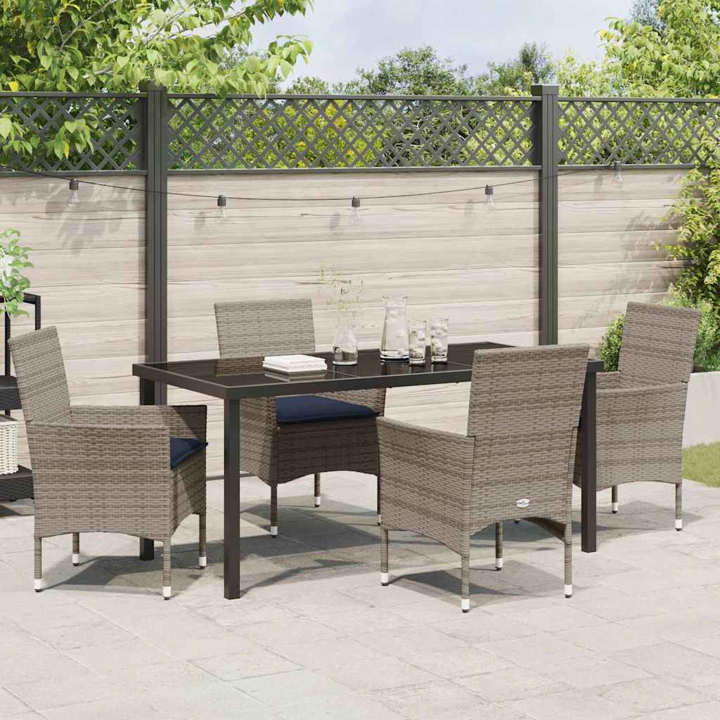 Set di tavolo e sedie 5 pz Grigio e Blu Navy Rattan in PE