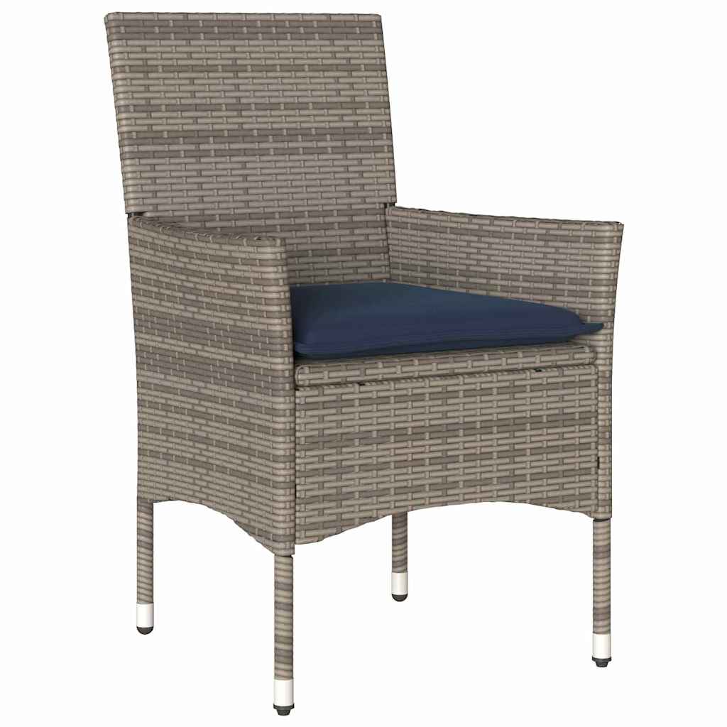 Set di tavolo e sedie 5 pz Grigio e Blu Navy Rattan in PE
