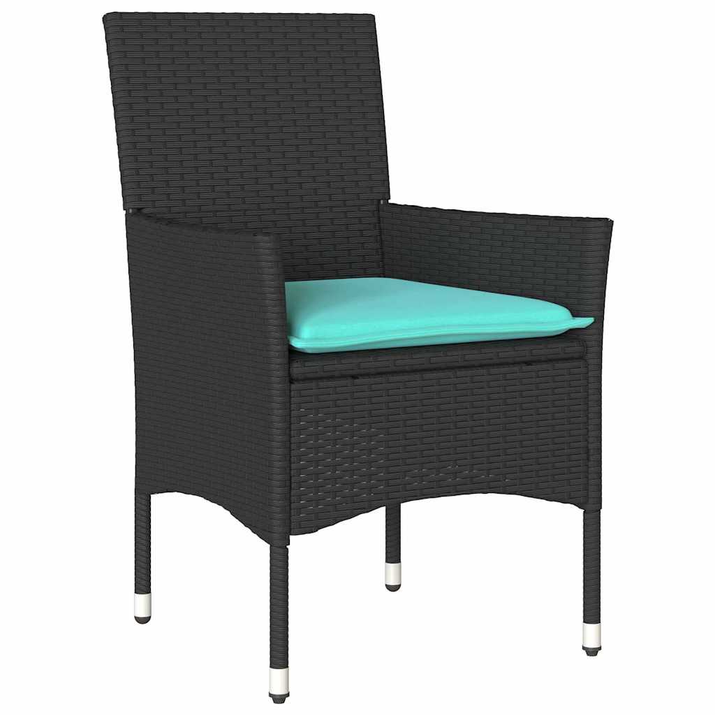 Set di tavolo e sedie 5 pz Nero Rattan in PE