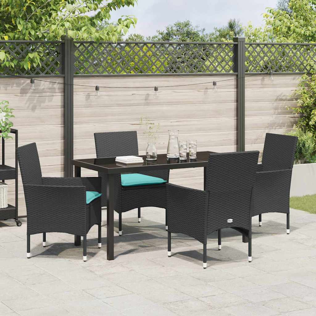 Set di tavolo e sedie 5 pz Nero Rattan in PE