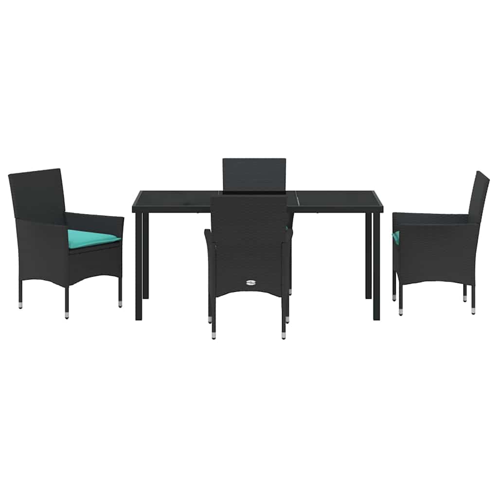 Set di tavolo e sedie 5 pz Nero Rattan in PE