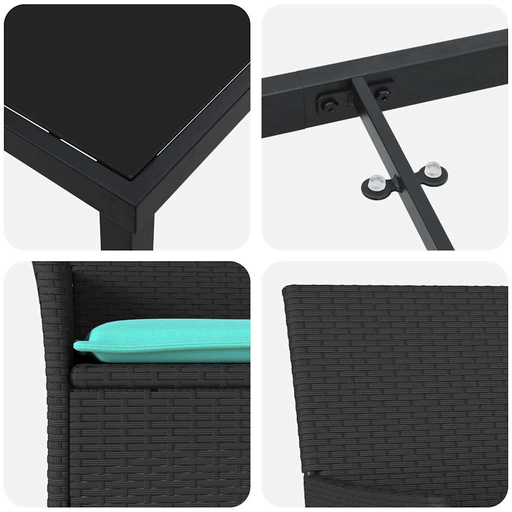 Set di tavolo e sedie 5 pz Nero Rattan in PE