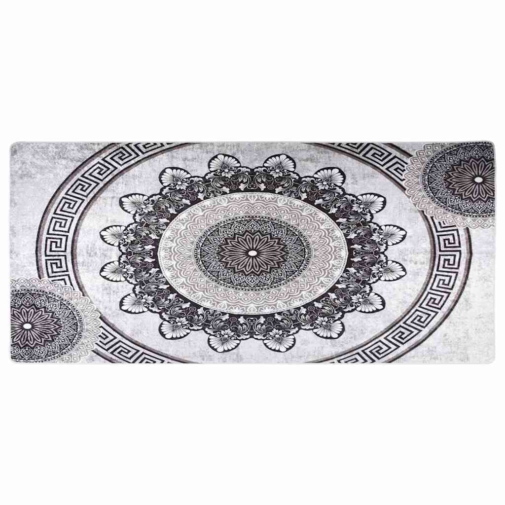 Tappeto Lavabile 80x300 cm Nero e Grigio