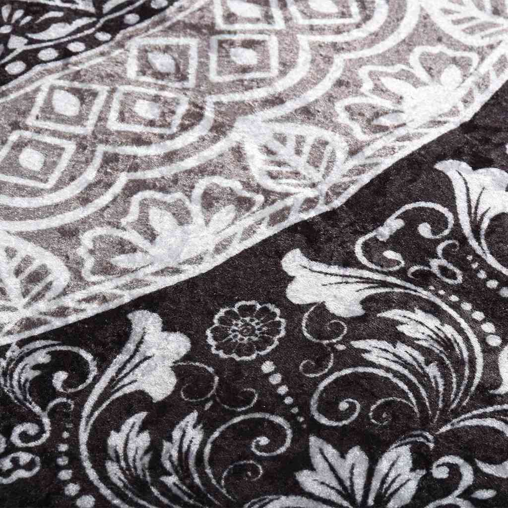 Tappeto Lavabile 80x300 cm Nero e Grigio