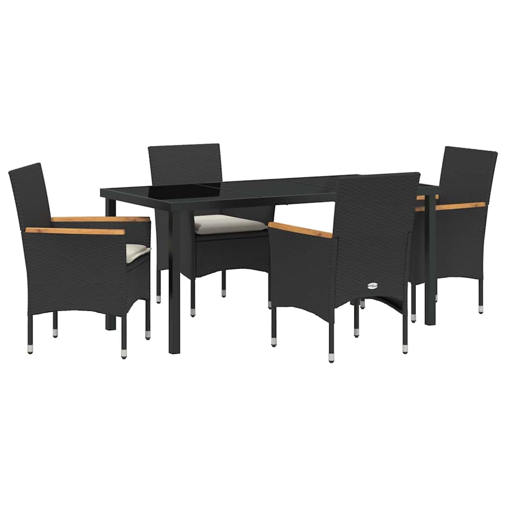 Set da Pranzo per Giardino 5 pz Nero polyrattan