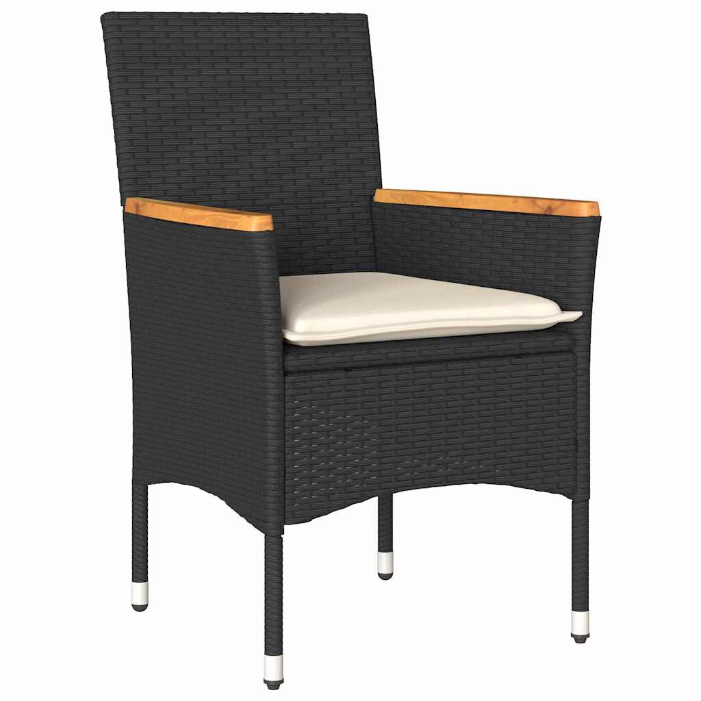 Set da Pranzo per Giardino 5 pz Nero polyrattan