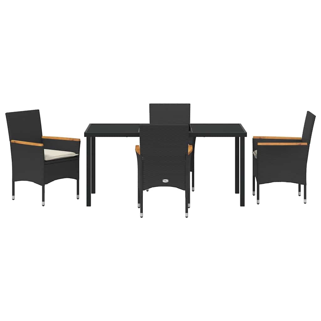 Set da Pranzo per Giardino 5 pz Nero polyrattan
