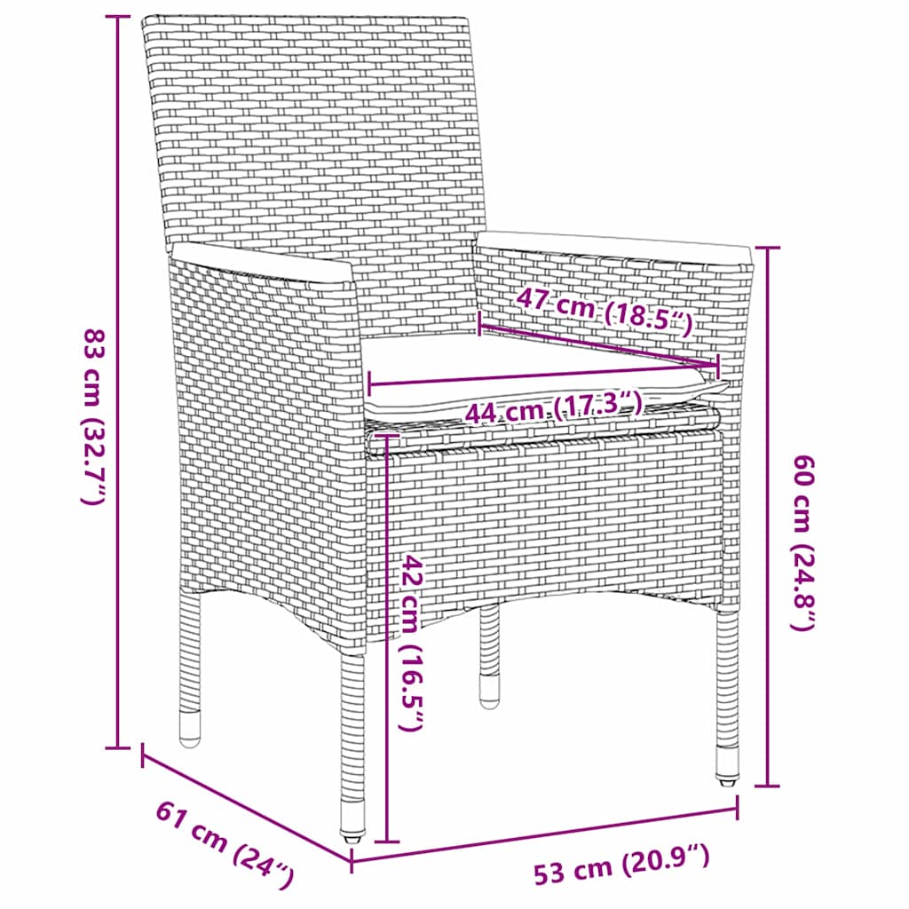 Set da Pranzo per Giardino 5 pz Beige polyrattan