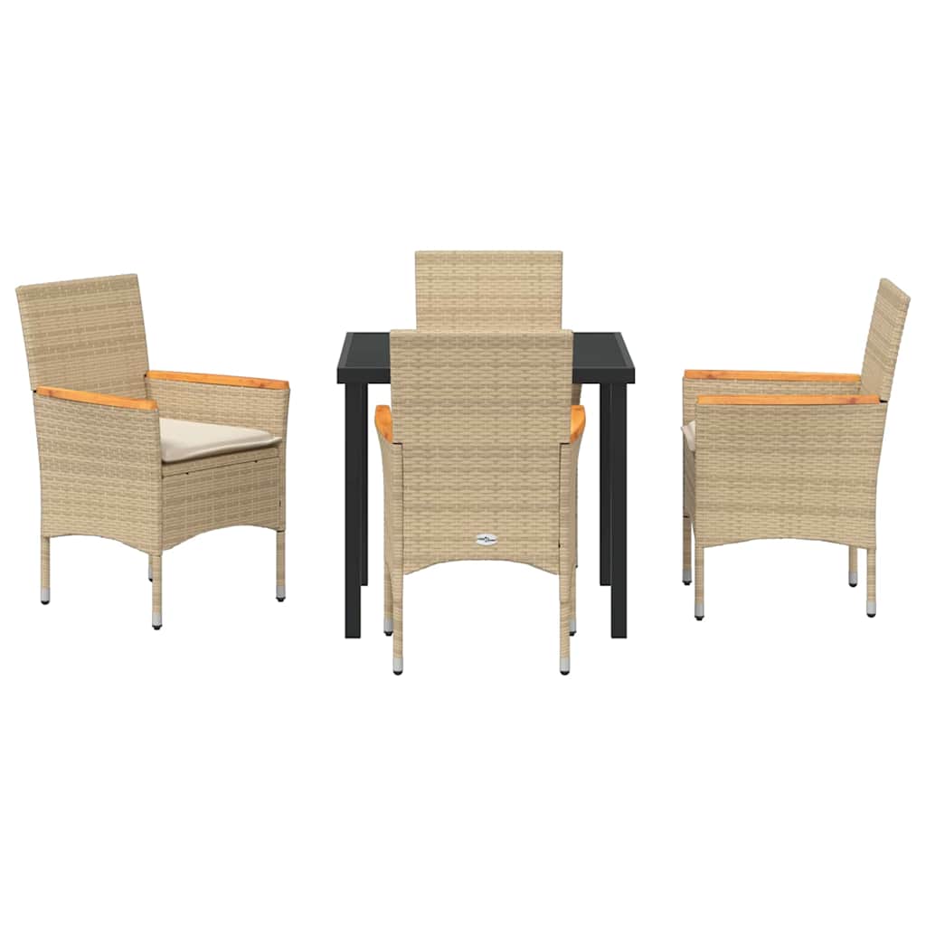 Set da Pranzo per Giardino 5 pz Beige polyrattan