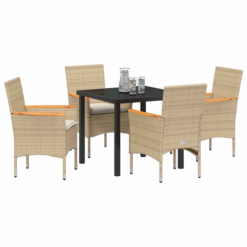 Set da Pranzo per Giardino 5 pz Beige polyrattan