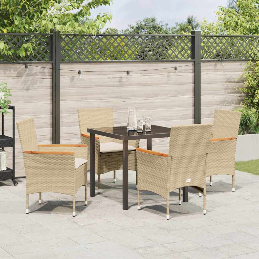 Set da Pranzo per Giardino 5 pz Beige polyrattan