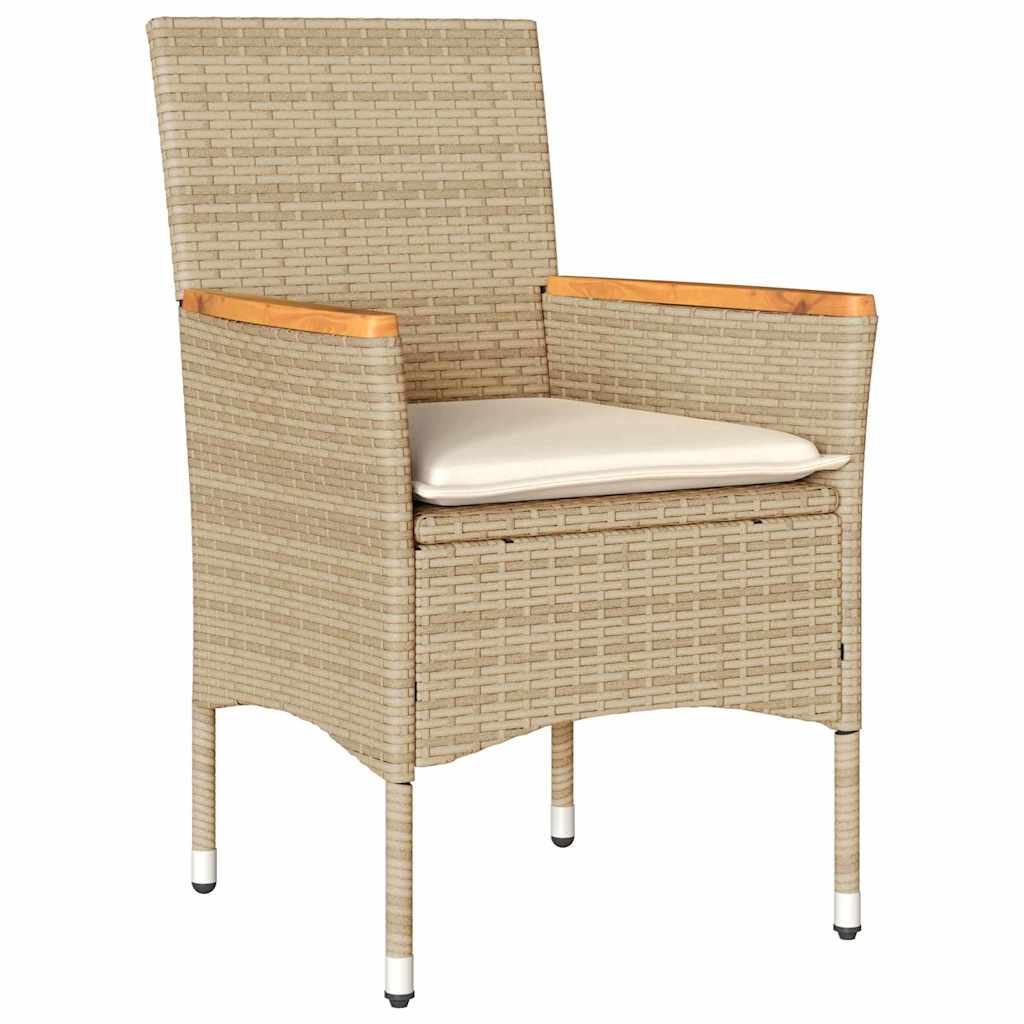 Set da Pranzo per Giardino 5 pz Beige polyrattan