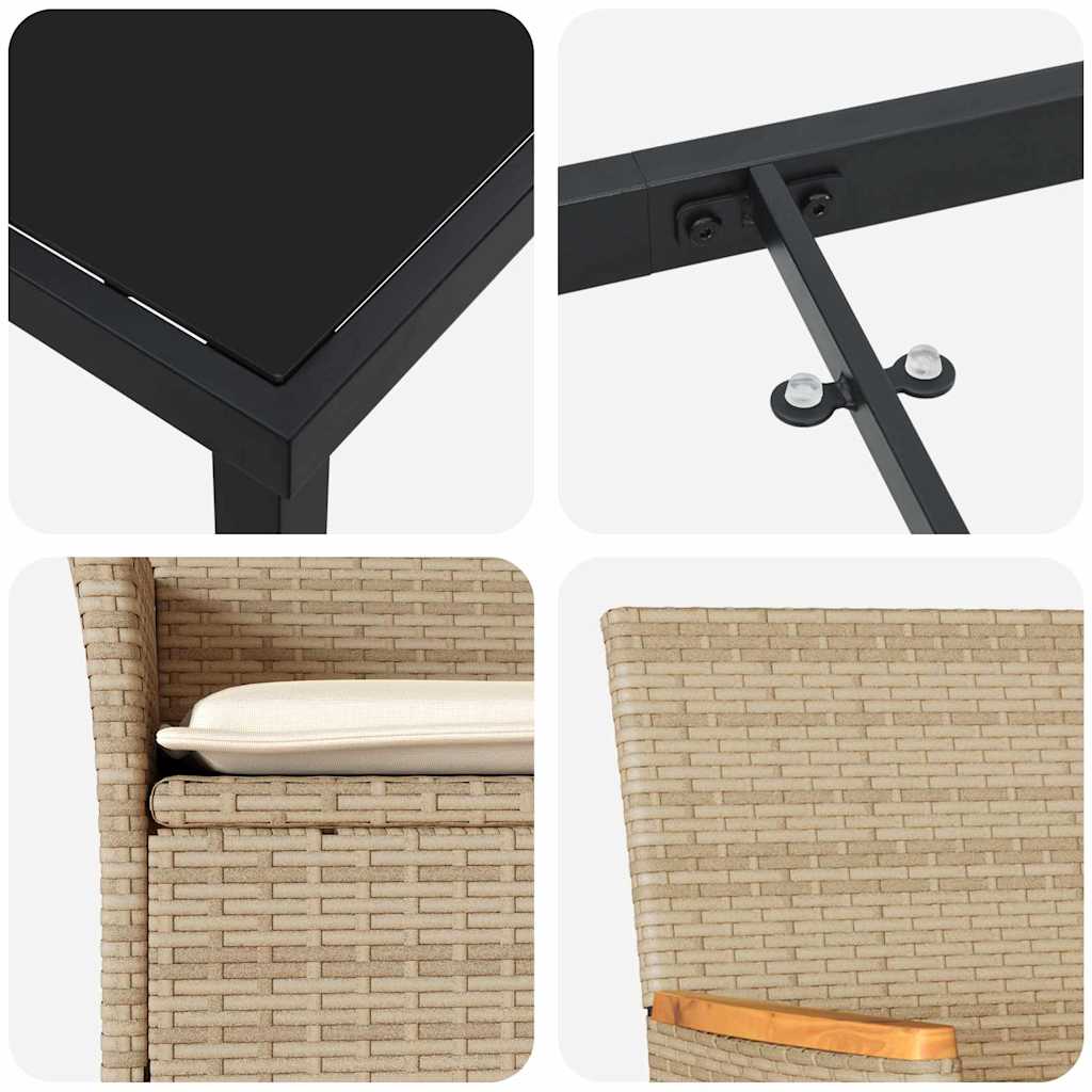 Set da Pranzo per Giardino 5 pz Beige polyrattan