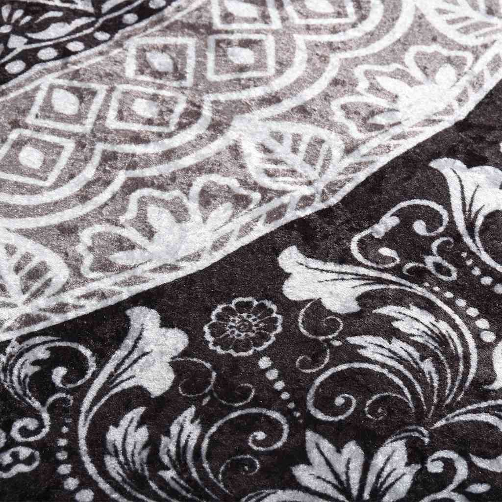 Tappeto Lavabile 160x230 cm Nero e Grigio