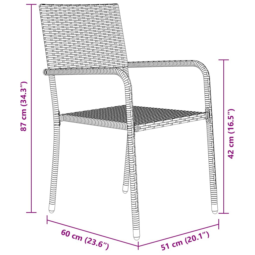 Set da Pranzo per Giardino 9 pz Nero polyrattan