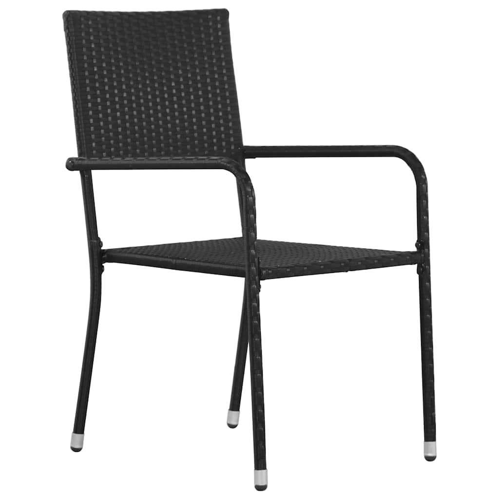 Set da Pranzo per Giardino 9 pz Nero polyrattan