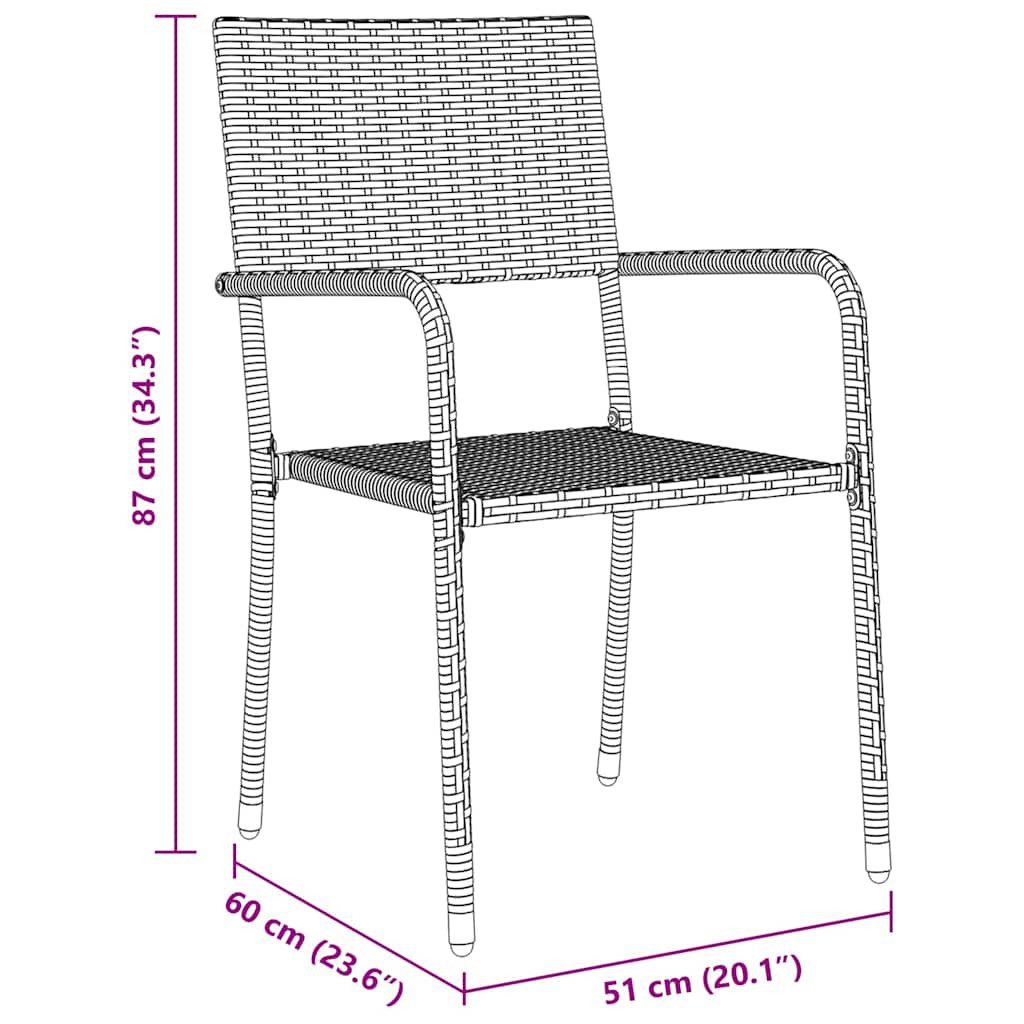 Set da Pranzo per Giardino 9 pz Grigio polyrattan