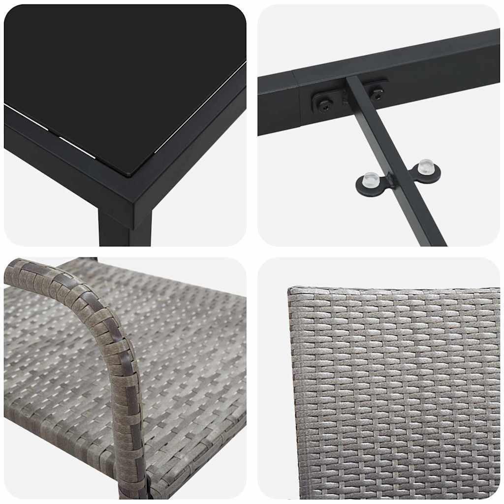 Set da Pranzo per Giardino 9 pz Grigio polyrattan