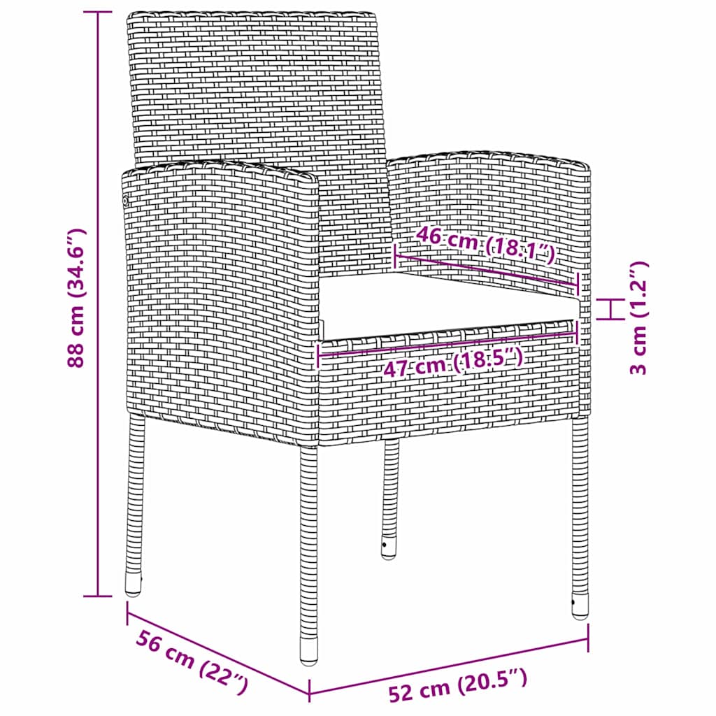 Set da Pranzo per Giardino 7 pz Nero polyrattan