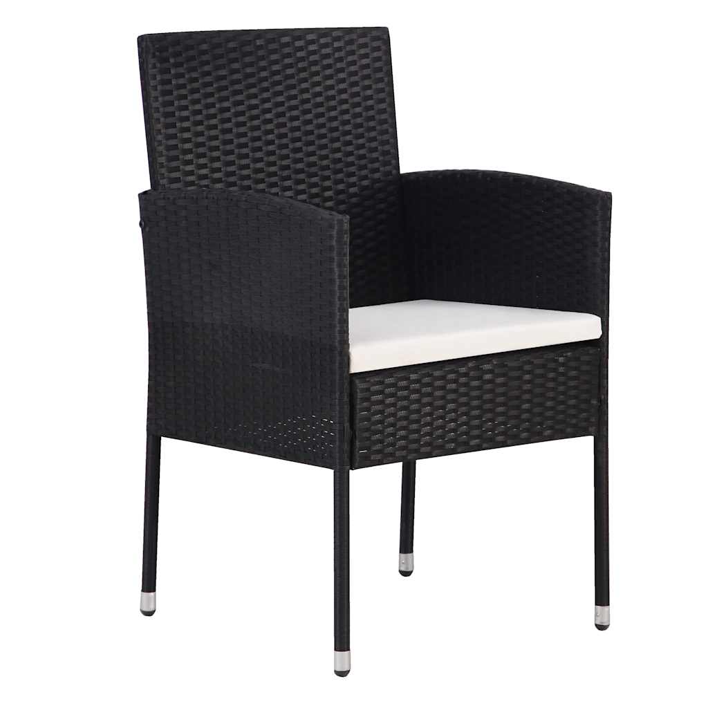 Set da Pranzo per Giardino 7 pz Nero polyrattan