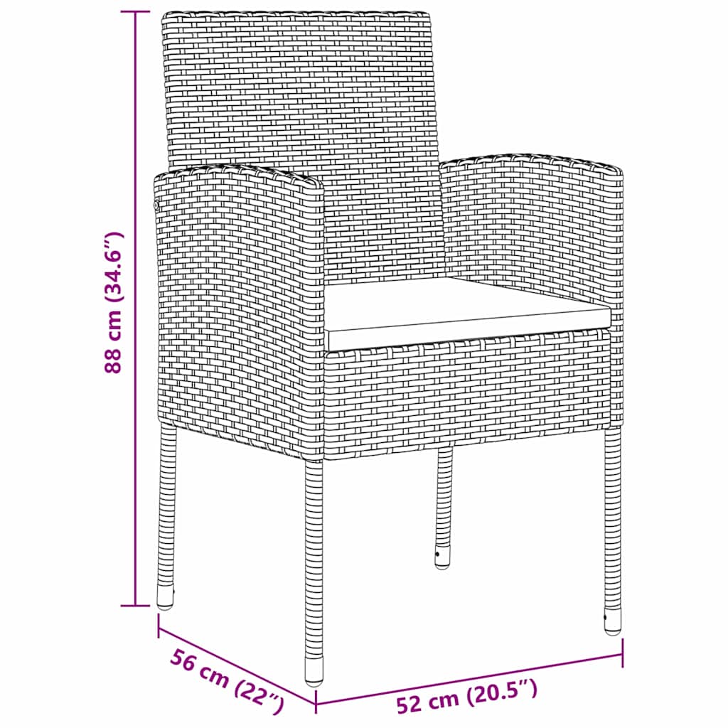 Set da Pranzo per Giardino 5 pz Nero polyrattan