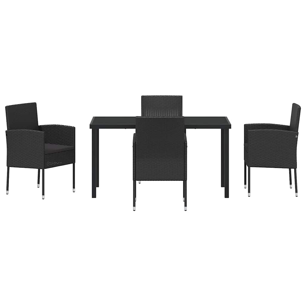 Set da Pranzo per Giardino 5 pz Nero polyrattan