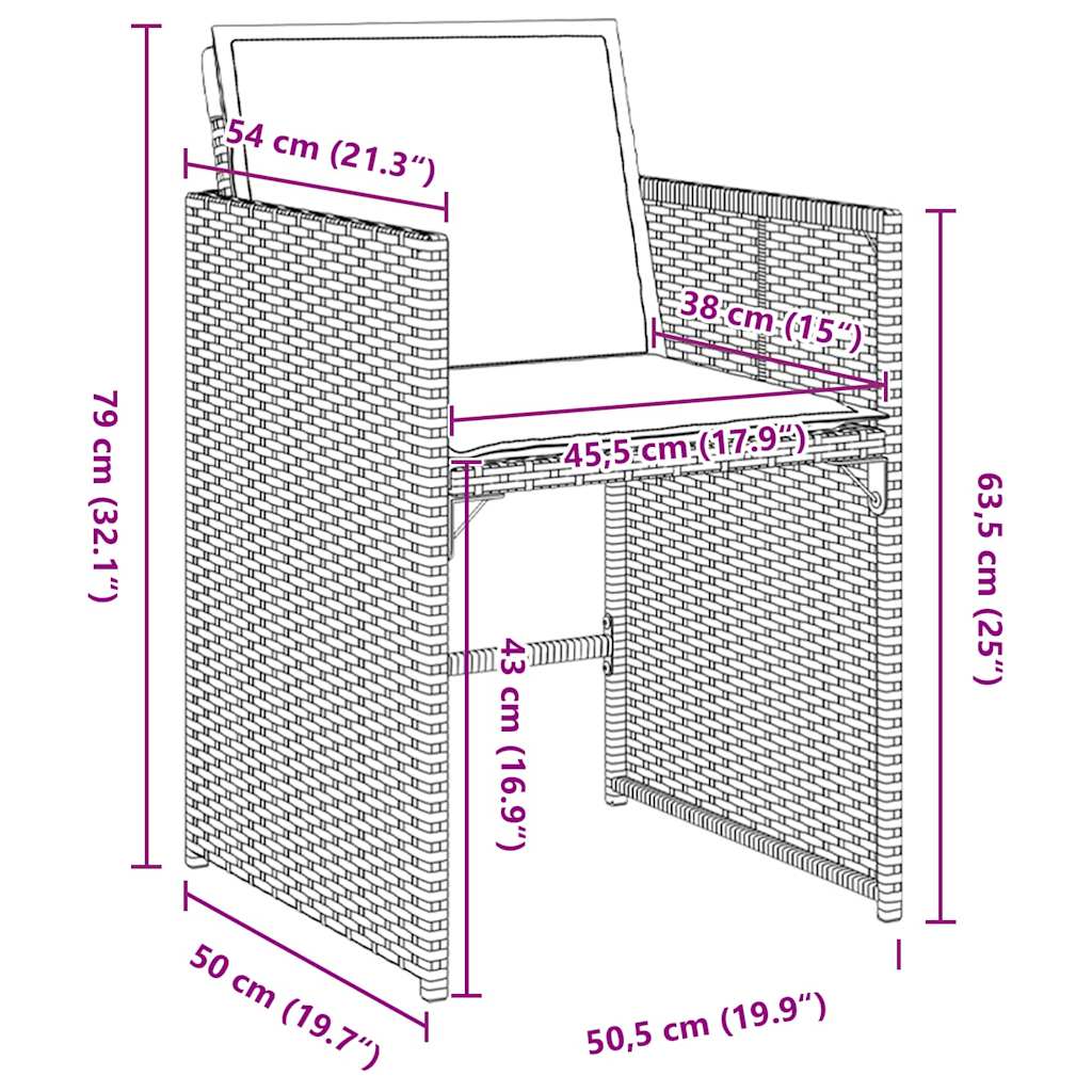 Set da Pranzo per Giardino 9 pz Grigio polyrattan