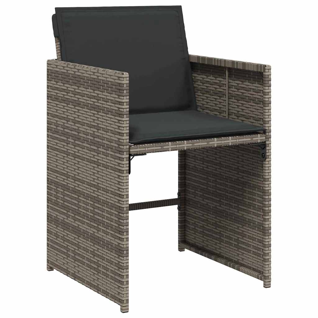 Set da Pranzo per Giardino 9 pz Grigio polyrattan