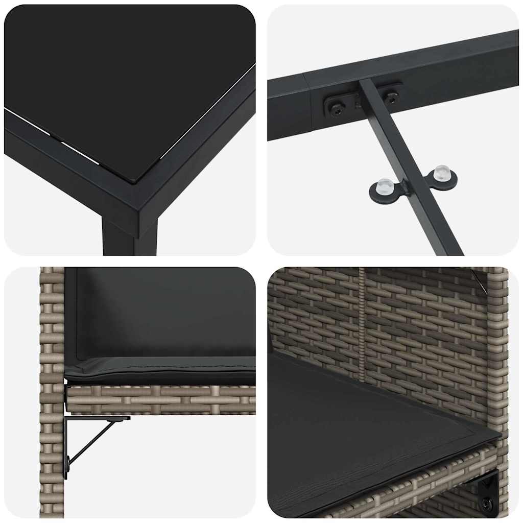 Set da Pranzo per Giardino 9 pz Grigio polyrattan