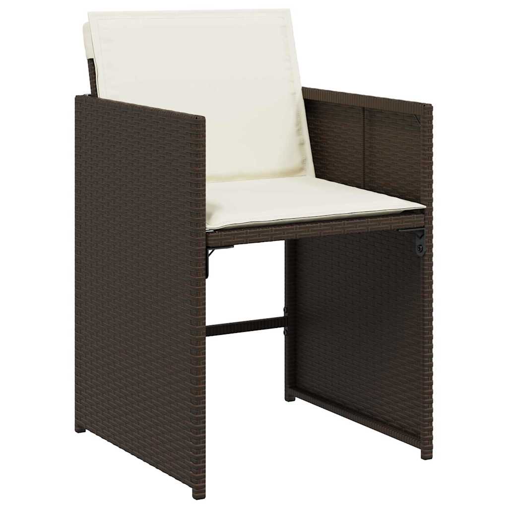 Set da Pranzo per Giardino 9 pz Marrone polyrattan