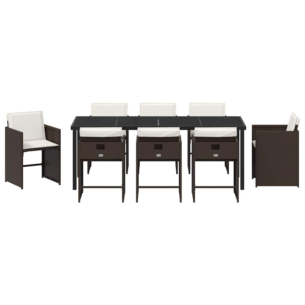 Set da Pranzo per Giardino 9 pz Marrone polyrattan